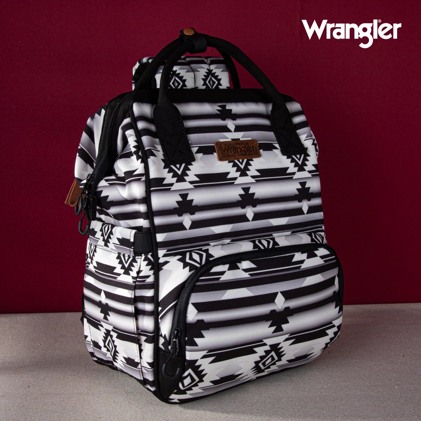 Wrangler Aztec Printed Callie Backpack (Nappy Bag) - Black