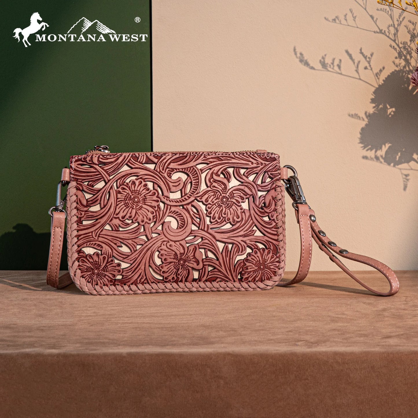 Trinity Ranch Leather Floral Tooled Collection Clutch/Crossbody