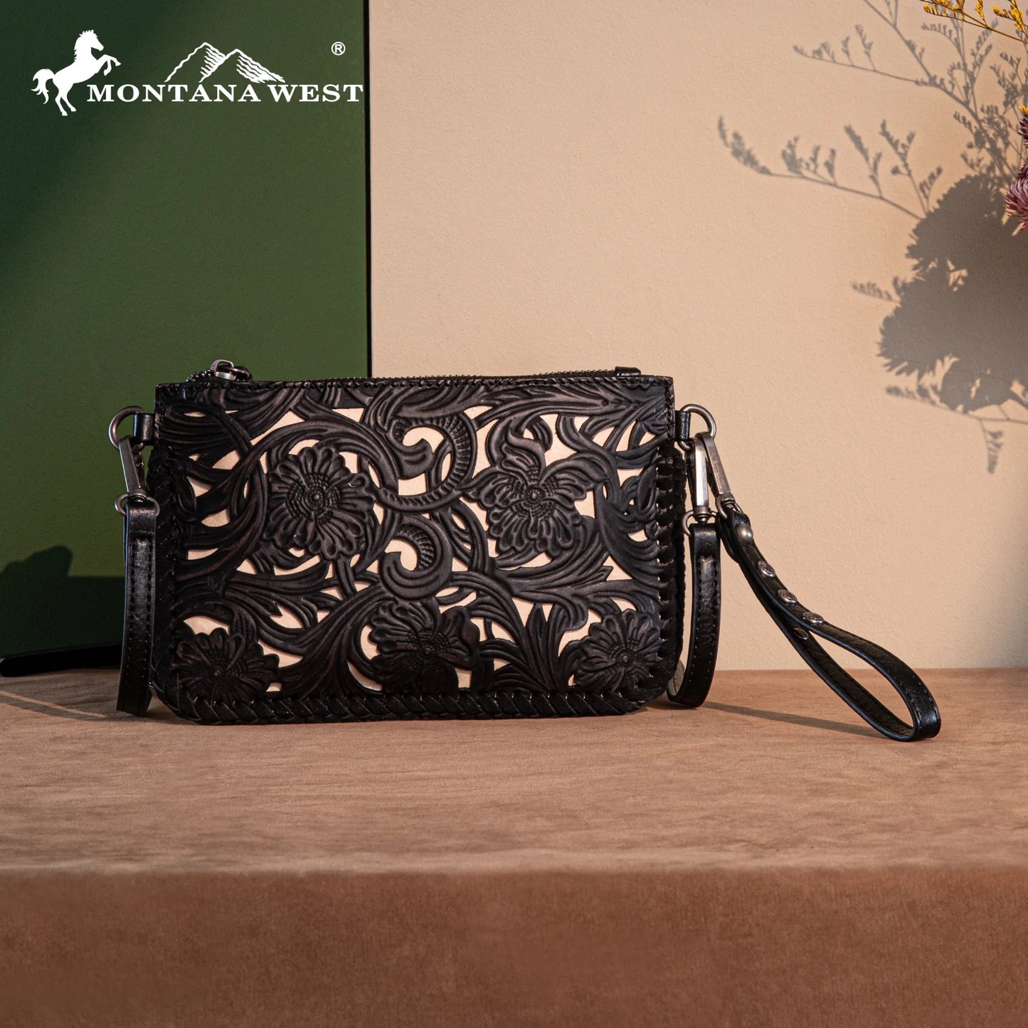 Trinity Ranch Leather Floral Tooled Collection Clutch/Crossbody