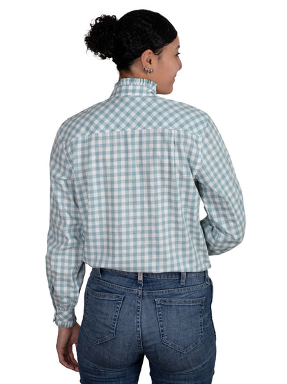 JUST COUNTRY Women's - Abbey Frills - Full Button - Dusty Turquoise Check