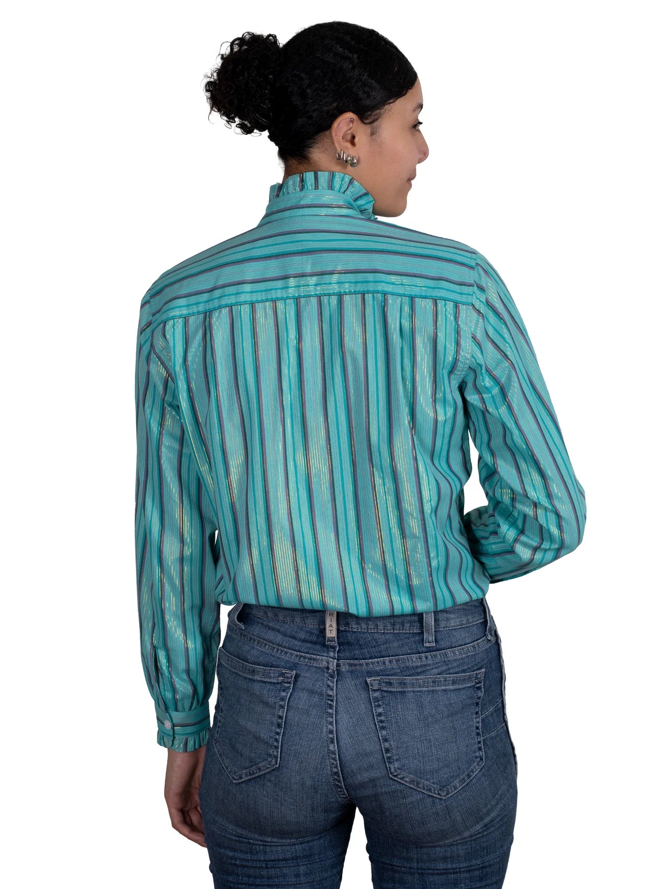 Just Country Women's - Abbey Frills - Full Button - Turquoise Strip