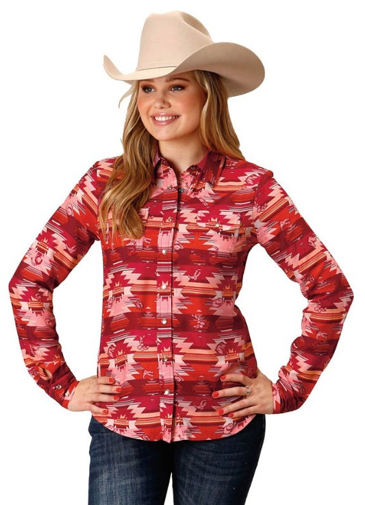 Roper Ladies L/S Shirt Red