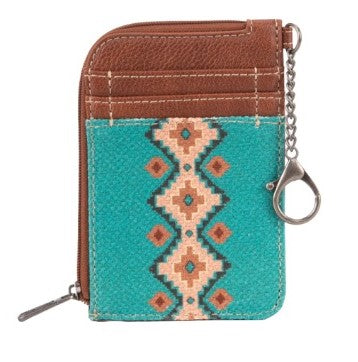 Wrangler Southwestern Art Print Mini Zip Card Case - Dark Turquoise