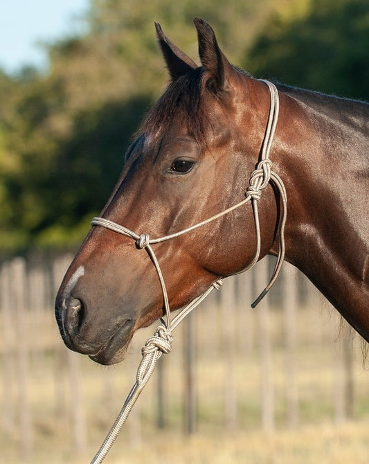 Classic Equine Rope Halter with Lead Rope - Tan