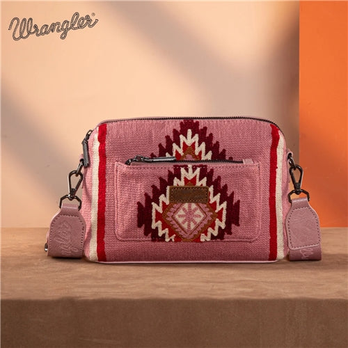 Wrangler Southwestern Knitted Crossbody Bag - Pink