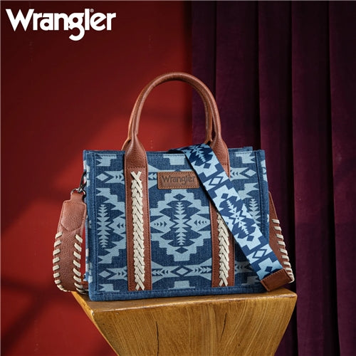 Wrangler Southwestern Print Small Canvas Tote/Crossbody - Jean