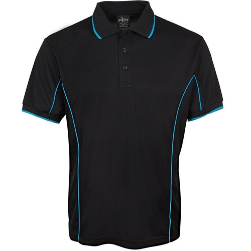 Podium S/S Piping Polo Black/Aqua