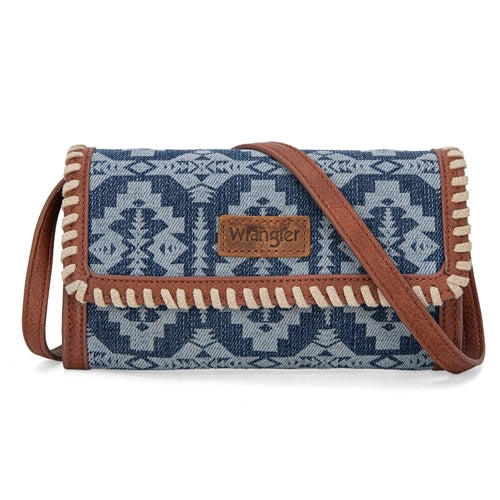 Wrangler Southwestern Print Wallet/Wristlet/Shoulder Bag - Jean