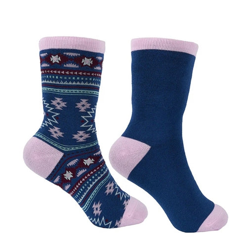 Pure Western Kids Crew Socks - Navy/Pink