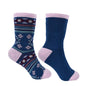 Pure Western Kids Crew Socks - Navy/Pink