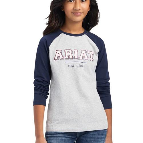 Ariat Youth Varsity T-Shirt - Navy Heather Grey