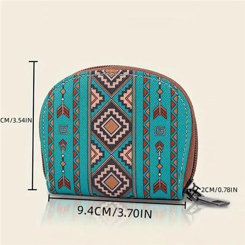 Boho-Chic Secure Credit Card Slots & Coin Purse, Card Holder Wallet - Turquoise