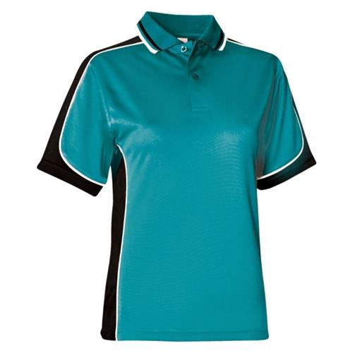 Be Seen Ladies Polo Teal/Black/White