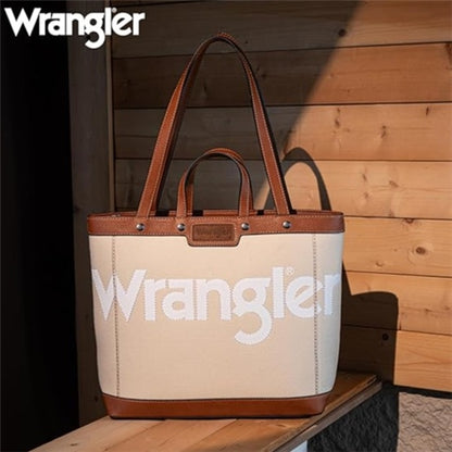 Wrangler Canvas Top Handle Tote/Shoulder Bag - Tan