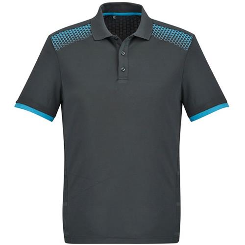 GALAXY Mens Grey/Cyan Polo