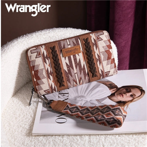 Wrangler Southwestern Art Print Wallet - BROWN