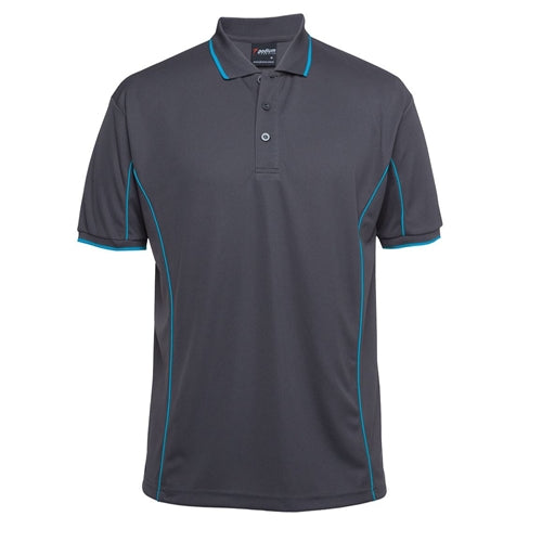 Podium S/S Piping Polo Charcoal/Aqua