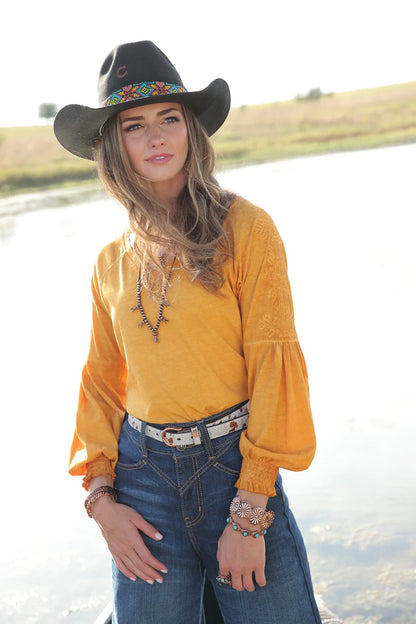 Cruel Denim Ladies Raglan Top Gold 20% Off