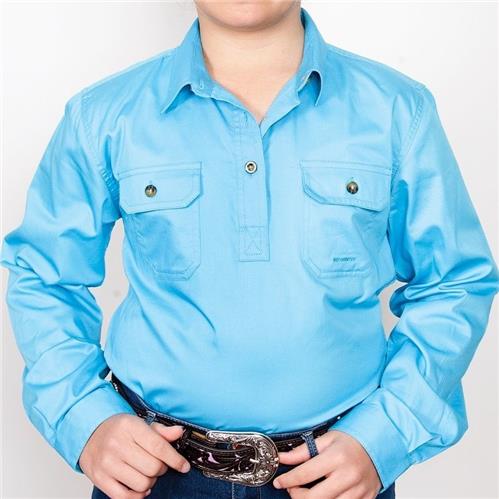 Just Country Kenzie Workshirt Girls Sky Blue