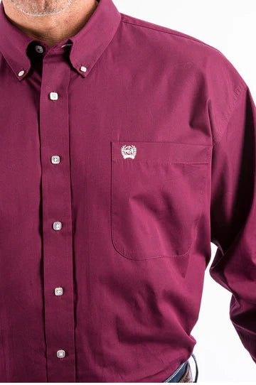 CINCH Classic Fit Burgendy L/S Shirt