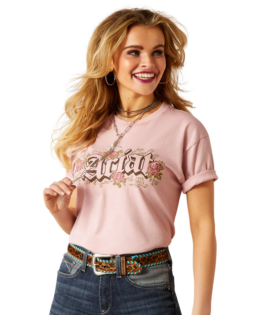 Ariat Womens Gothic Florals Tee - Dusty Rose