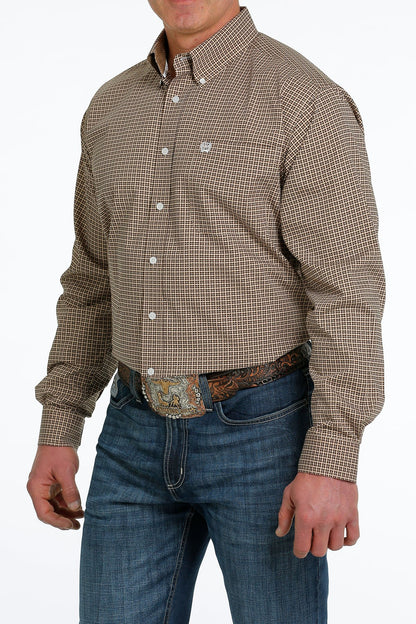 Cinch Men's Geometric Button-Down Western Shirt - Brown/Khaki/White