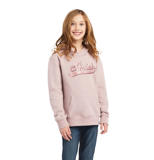 Ariat Girls Real Glitter Logo Hoodie Rose Heather