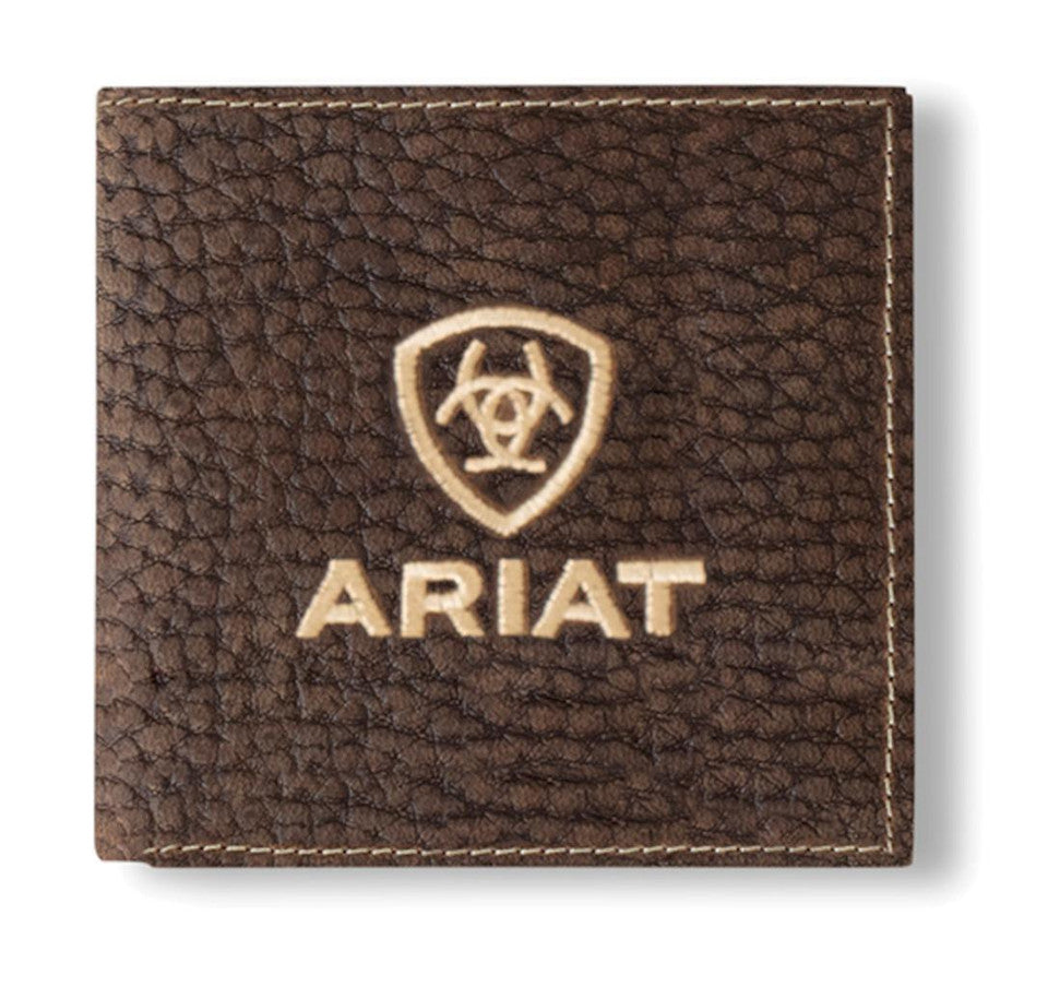 Ariat Bifold Bullhide Embroidered Logo Wallet Brown Rowdy