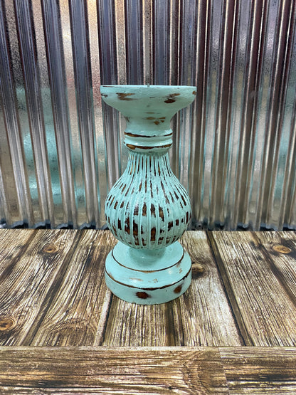 Timber Candles with shells - Turquoise