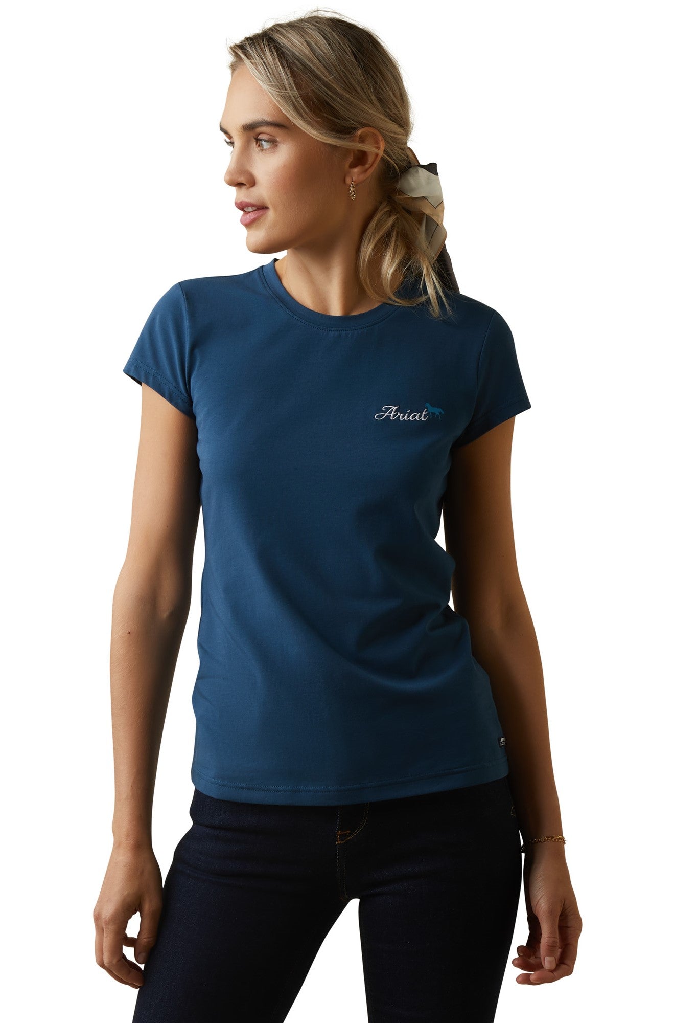 Ariat Womens Logo Script S/S Tee - Deep Petroleum