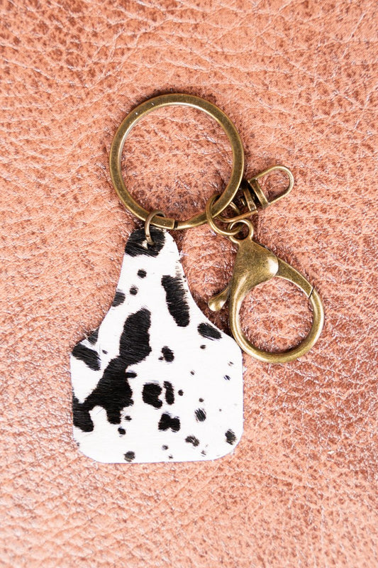 Sunset Canyon Black Cow Cattle Tag Keychain