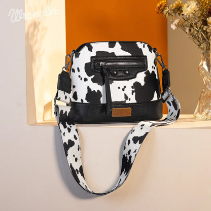 Wrangler Cow Print Crossbody Bag - Black