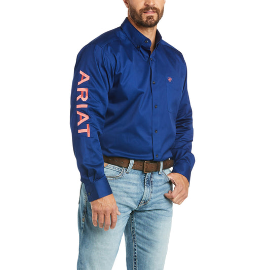 Ariat Mens Team Logo Twill Classic L/S Shirt Blue Depths