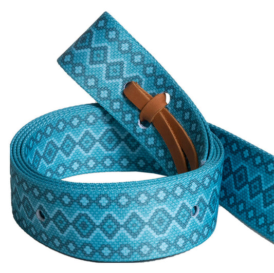 Mustang Ezy Ride Latigo Pattern Nylon Near side Turquoise Snake