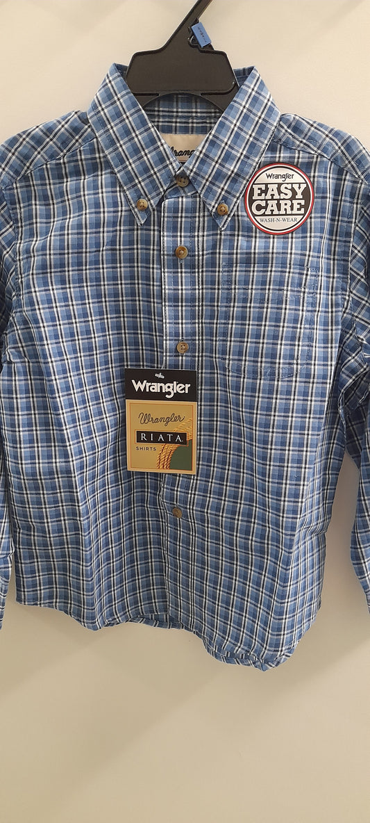 Wrangler Boys Riata Shirt Blue check