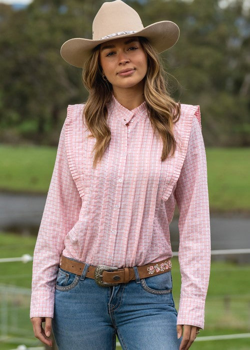 Pure Western Womens Olivia Check Tuck L/S Shirt