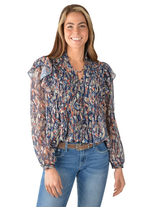 Pure Western Becca Ruffle L/S Top 50% OFF