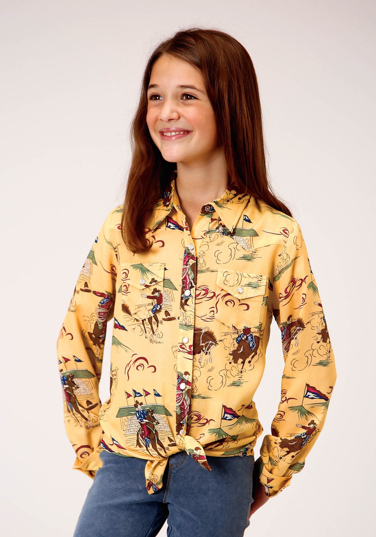 Roper girls L/S Shirt Yellow Print Rodeo