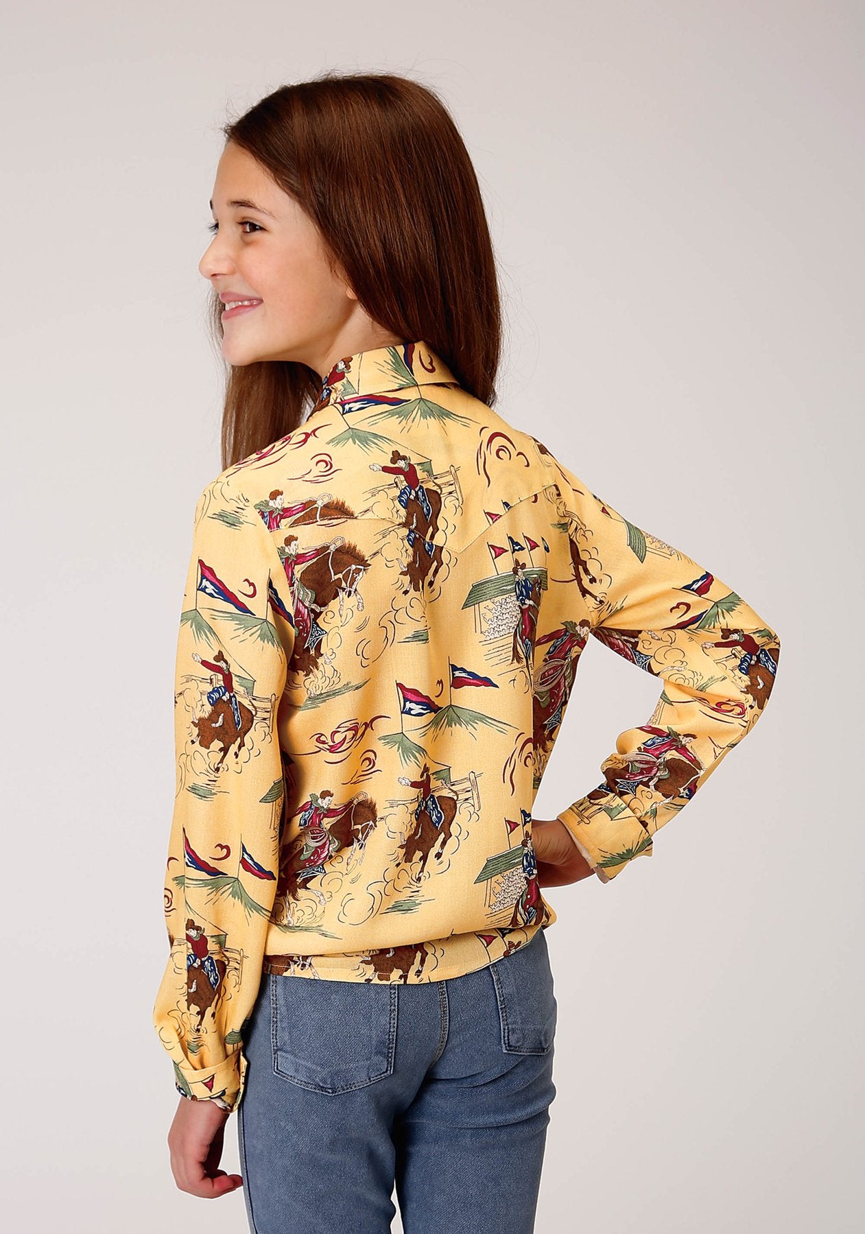 Roper girls L/S Shirt Yellow Print Rodeo