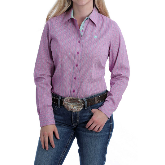 Cinch Women's Pink and Aqua Arena Shirt