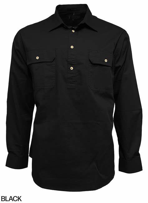 PILBARA Closed Front L/S Shirt Black – Limestone Clothing