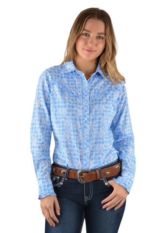 Pure Western Womens Kira Frill L/S Shirt