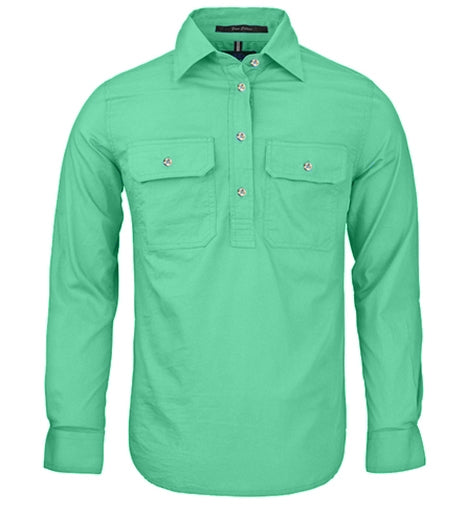 Ladies 1/2 Button L/Sleeve Shirt Mint