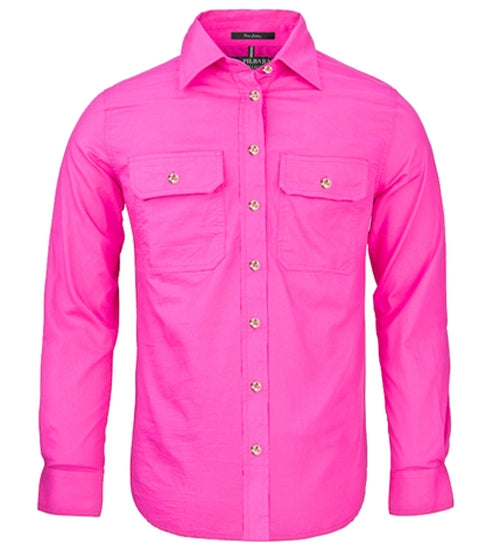 PILBARA COLLECTION Ladies Open Front L/S Fuschia Full Button