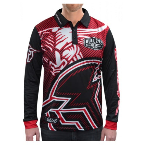 Bullzye mens Charging Bull Fishing Shirt Red