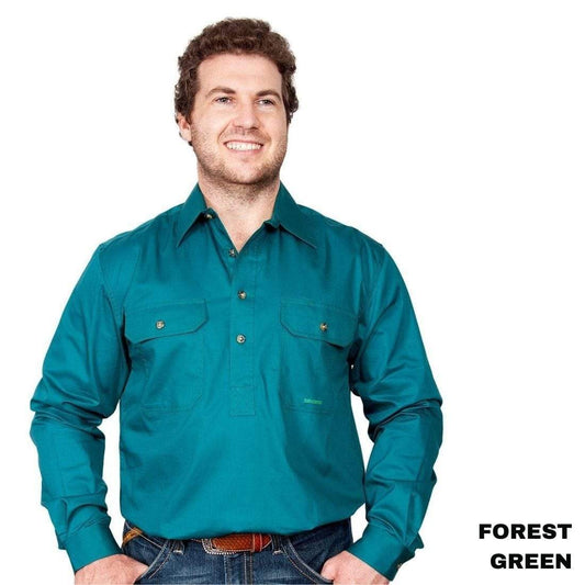 Just Country CAMERON 1/2 Button Work Shirts FOREST