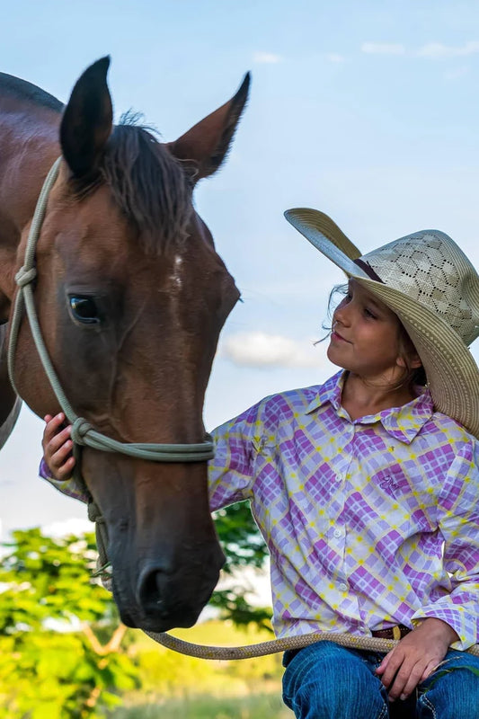 Black Colt Girls Purple & Yellow Plaid Plain Jane