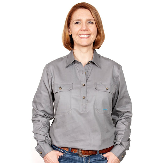 JUST COUNTRY Jahna Ladies Work Shirt Steel Grey