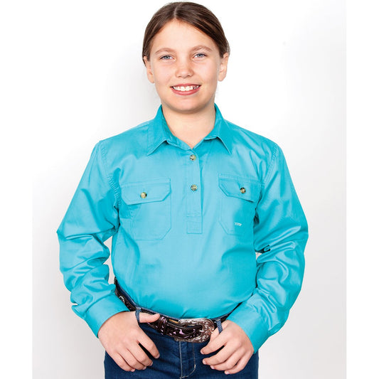 Just Country Kenzie Workshirt Girls Turquoise