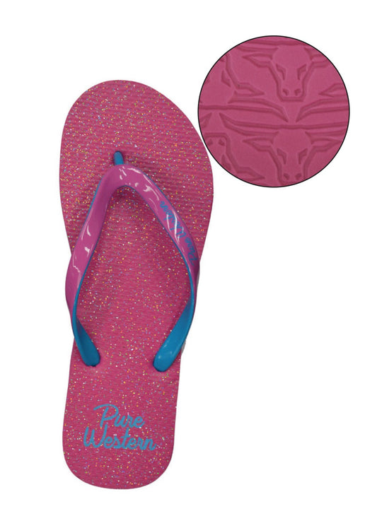 Pure Western Ladies Pink Glitter Thongs